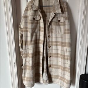 Anna Men's Cream and Tan Plaid Shirt Jacket